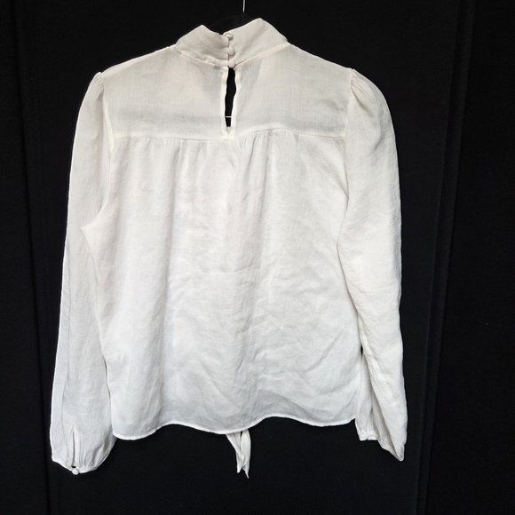 ZARA White Lace Trim Blouse Medium - Picture 5 of 11